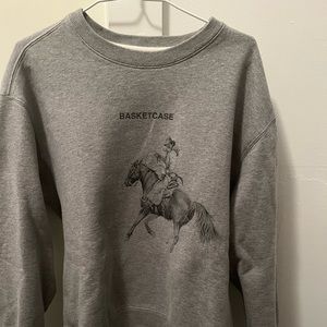 Basketcase Grey Sweatshirt with Cowboy Graphic Sz M